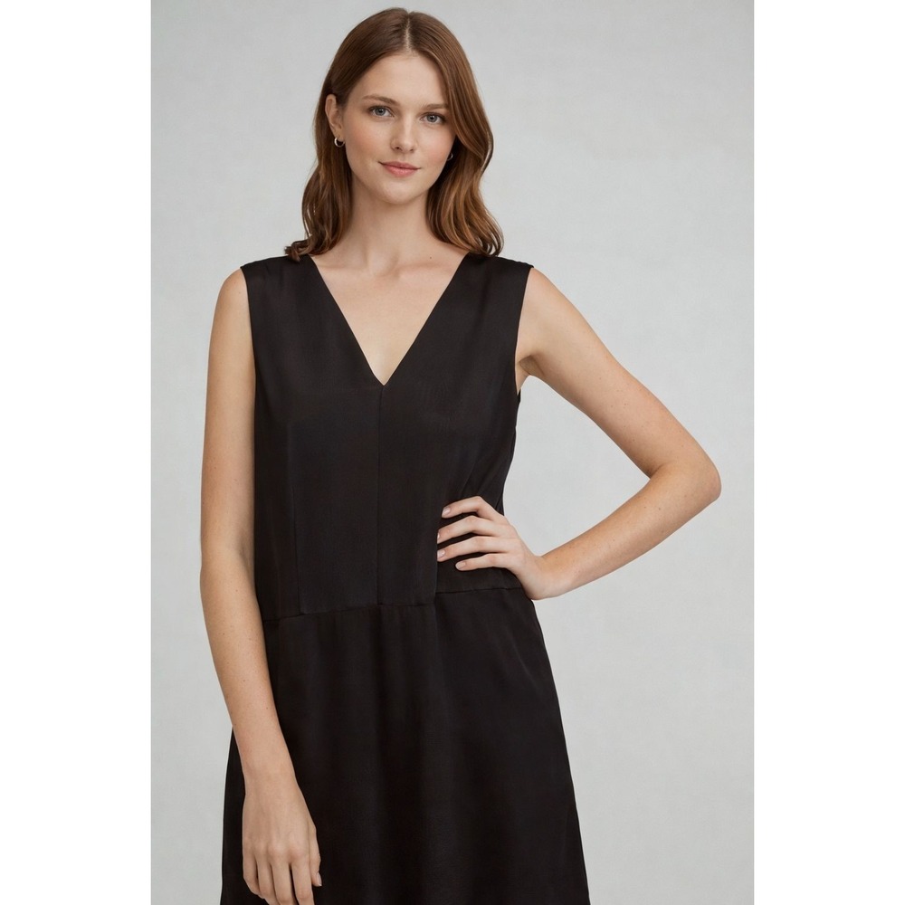 EVERLANE New Satin V- Neck Maxi Dress Black Sleeveless Beach‎ Casual Classic XS